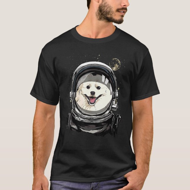 Camiseta Astronauta del espacio exterior Eskimo Spitz Dog a (Anverso)