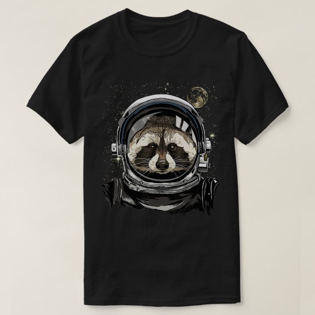 Camiseta Astronauta del espacio ultraterrestre Raccoon Face (Diseño del anverso)