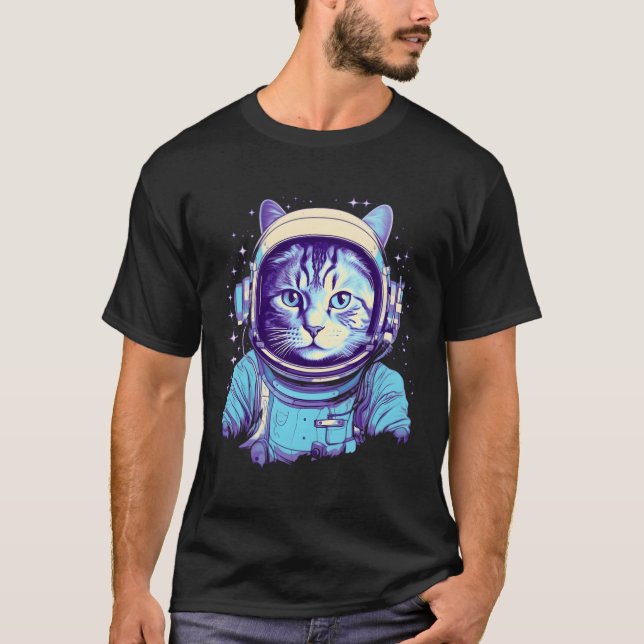 Camiseta Astronauta del gato de la ola de vaporwave (Anverso)