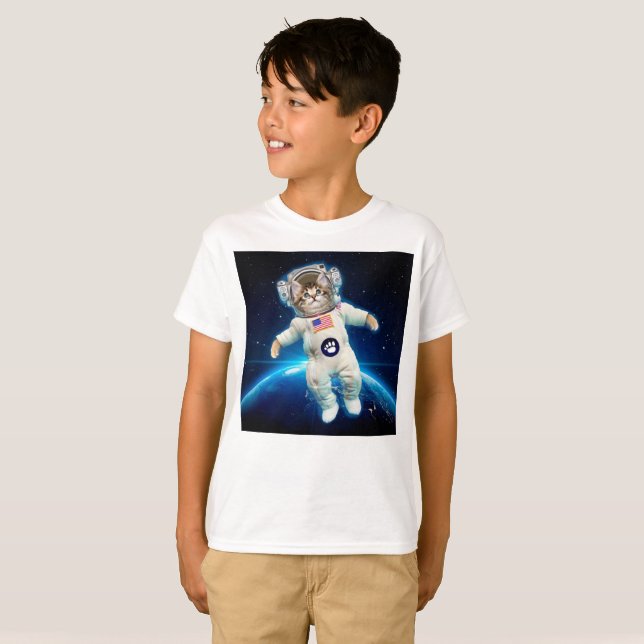 Camiseta Astronauta del gato en el espacio (Anverso completo)