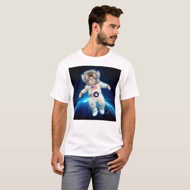 Camiseta Astronauta del gato en el espacio (Anverso completo)