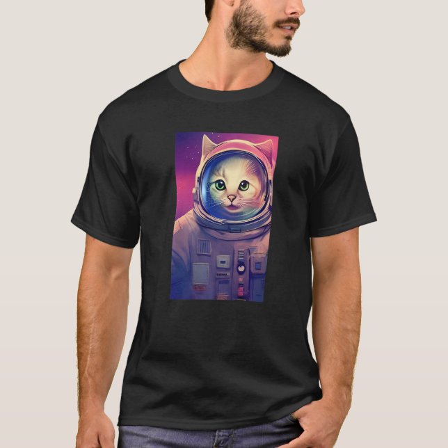 Camiseta Astronauta del gato espacial Cute Kitty Galaxia (Anverso)