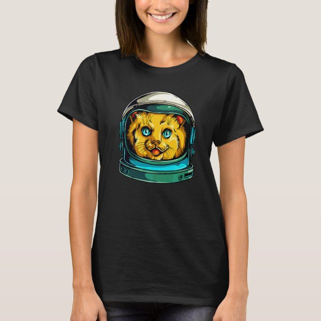 Camiseta Astronauta del gato espacial es gracioso (Anverso)