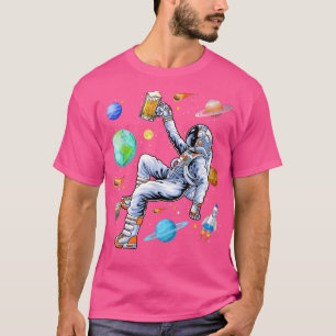 Camiseta Astronauta divertida bebe cerveza en el espacio ex
