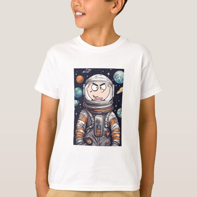 Camiseta Astronauta divertida cara corta tee, foto Personal (Anverso)