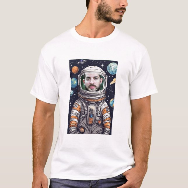 Camiseta Astronauta divertida cara cortó foto de papá Perso (Anverso)