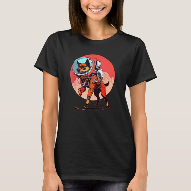 Camiseta Astronauta divertida de perros de la miniatura Pin (Anverso)