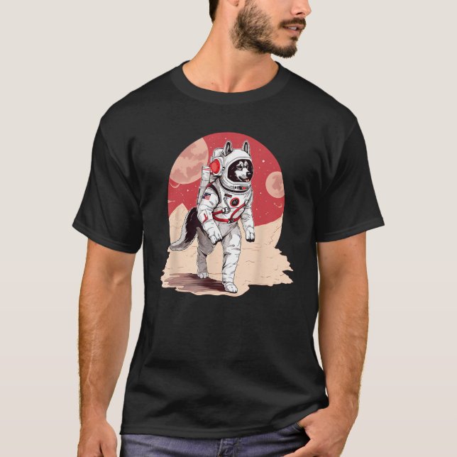 Camiseta Astronauta divertida de perros Husky Mars (Anverso)