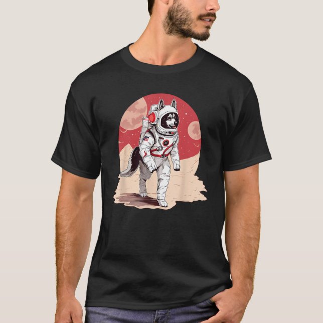 Camiseta Astronauta divertida de perros Husky Mars (Anverso)