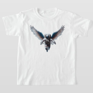 Camiseta Astronauta divertido con alas de ángel en el espac