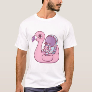 Camiseta Astronauta Divertido Relajándose en Flotador de Fl