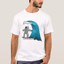 Camiseta Astronauta Divertido Surfando