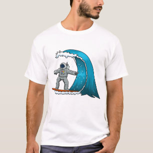 Camiseta Astronauta Divertido Surfando