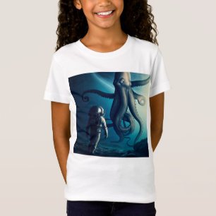 Camiseta Astronauta Divertido y Calamar Gigante