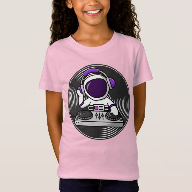 Camiseta Astronauta DJ Cute Space Design (Anverso)
