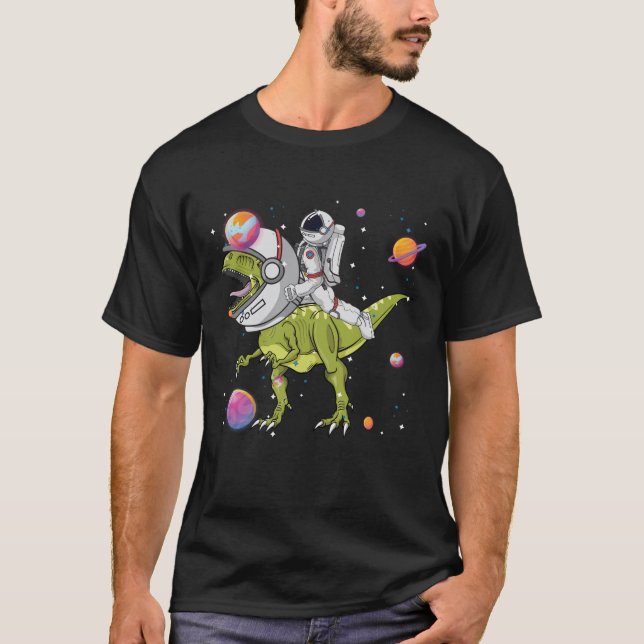 Camiseta Astronauta en bicicleta T-Rex Dinosaur Astro T-Rex (Anverso)