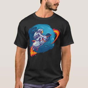 Camiseta Astronauta En Cohetes Orbita Una Luna