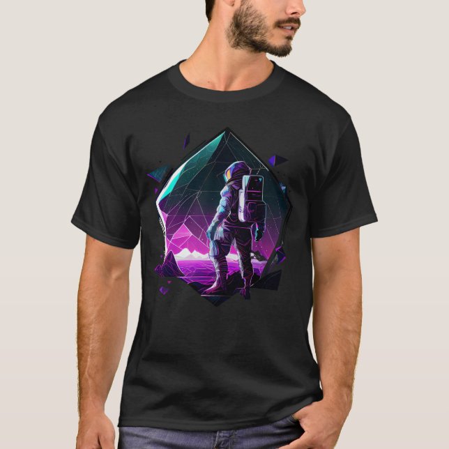 Camiseta Astronauta en el eclipse de planeta de ola estétic (Anverso)