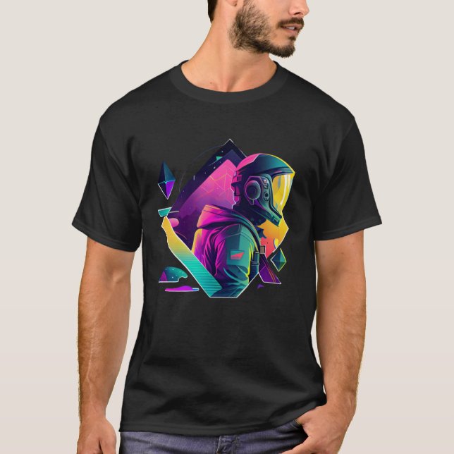 Camiseta Astronauta en el eclipse de planeta de ola estétic (Anverso)
