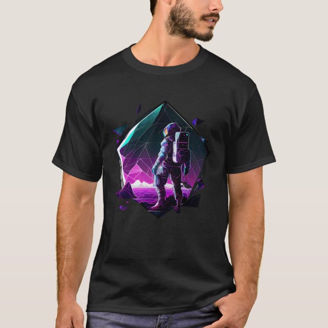 Camiseta Astronauta en el eclipse de planeta de ola estétic (Anverso)