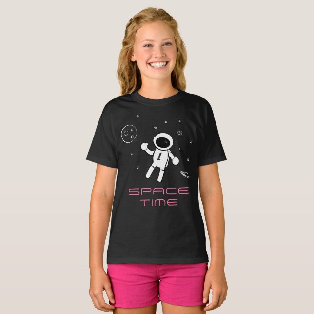 Camiseta Astronauta en el espacio - Arte en negro, blanco y (Anverso completo)