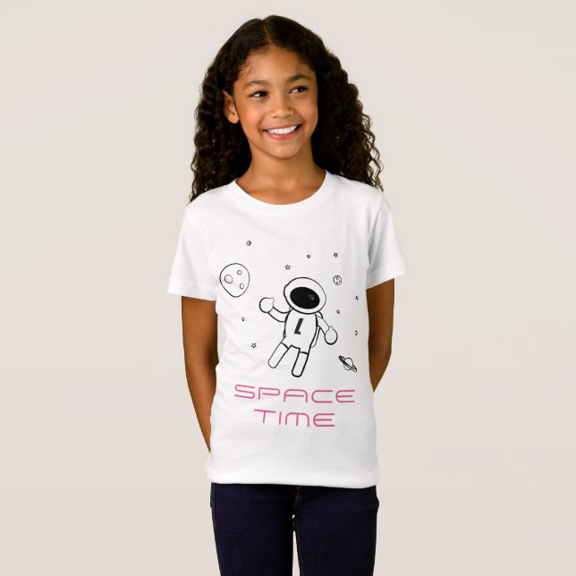 Camiseta Astronauta en el espacio - Arte en negro, blanco y (Anverso completo)
