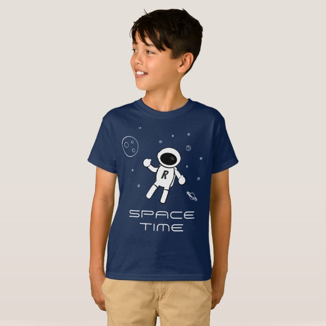 Camiseta Astronauta en el espacio - Blanco y negro en la ca (Anverso completo)
