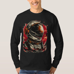 Camiseta astronauta en el espacio con planetas en galaxias 