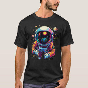 Camiseta Astronauta en el espacio exterior Tierra en gráfic