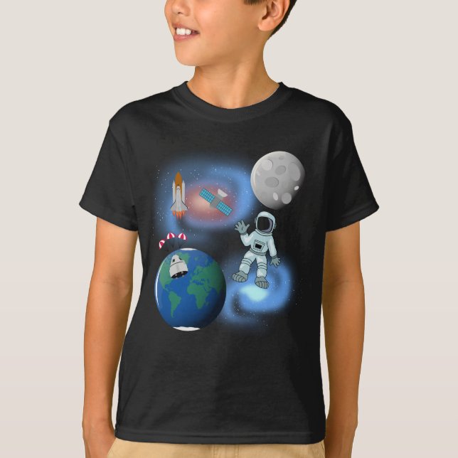 Camiseta Astronauta en el tema de la galaxia espacial (Anverso)