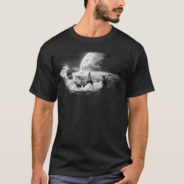 Camiseta Astronauta En La Luna Con Cerveza (Anverso)