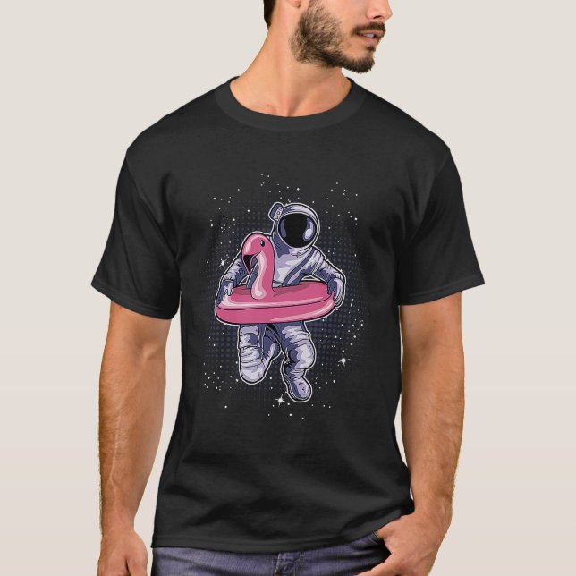 Camiseta Astronauta En Niños De Anillo De Natación Rosada F (Anverso)
