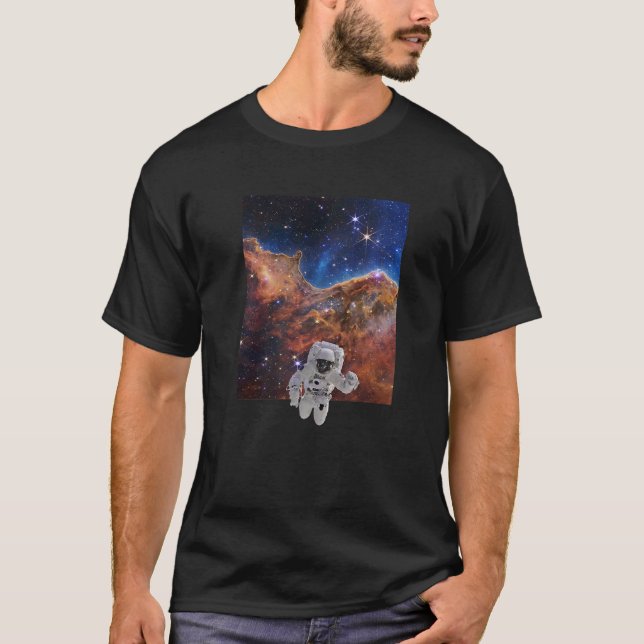 Camiseta Astronauta en telescopio espacial web de acantilad (Anverso)