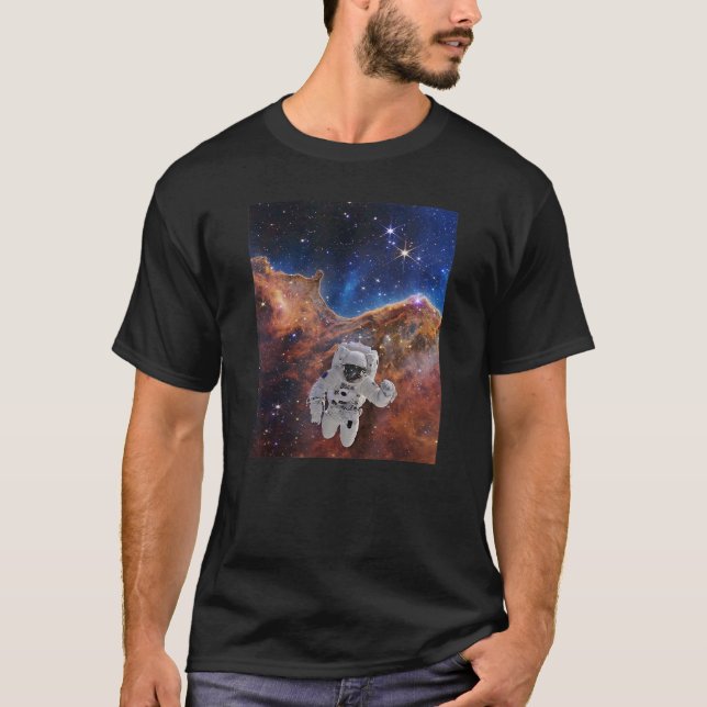 Camiseta Astronauta en telescopio espacial web de acantilad (Anverso)