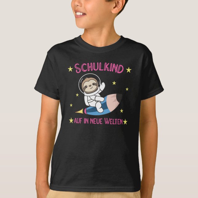 Camiseta Astronauta escolar infantil de Kindergarten Sloth (Anverso)