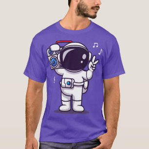 Camiseta Astronauta escuche música con dibujo de Boombox