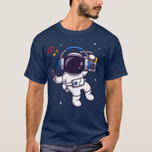 Camiseta Astronauta escuche música con dibujo de Boombox