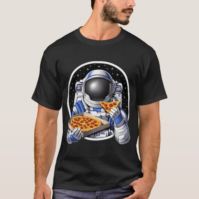 Camiseta Astronauta Espacial Comiendo Pizza (Anverso)