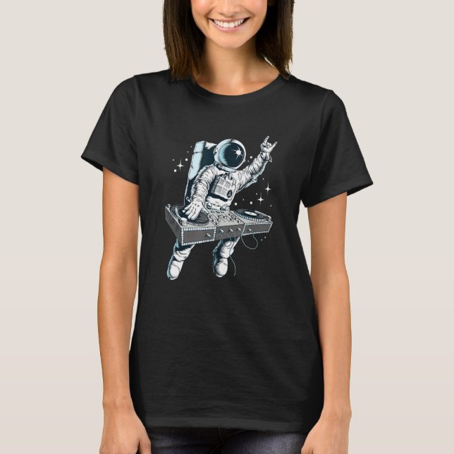 Camiseta Astronauta espacial Dj Disk Jockey Dancing Graphic (Anverso)
