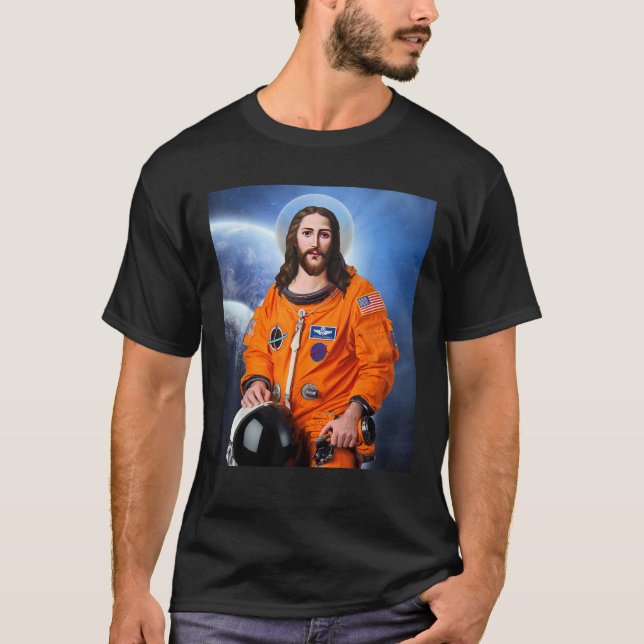 Camiseta Astronauta espacial Jesús Ateísmo Ateo (Anverso)