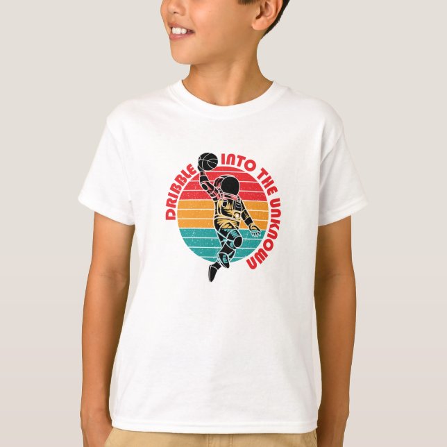 Camiseta Astronauta espacial jugando baloncesto y bandas de (Anverso)