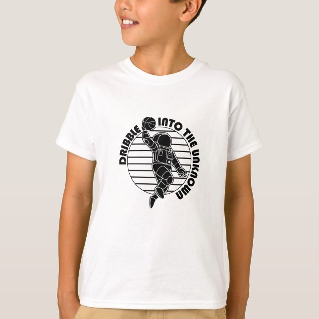 Camiseta Astronauta espacial jugando baloncesto y franjas n (Anverso)