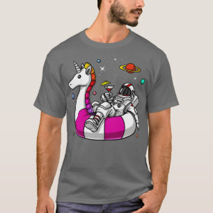 Camiseta Astronauta espacial montando flote de Unicornio