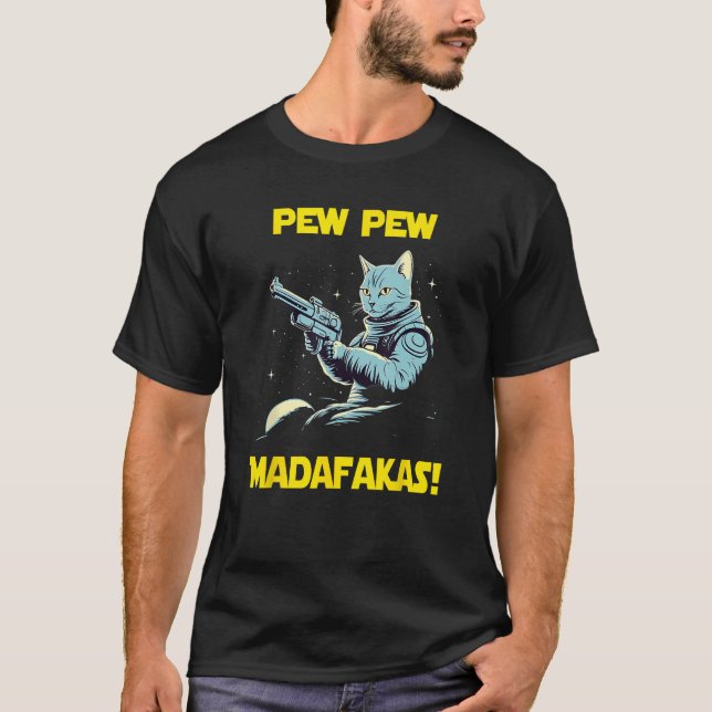 Camiseta Astronauta espacial Pew Madafakas Gato Mau egipcio (Anverso)