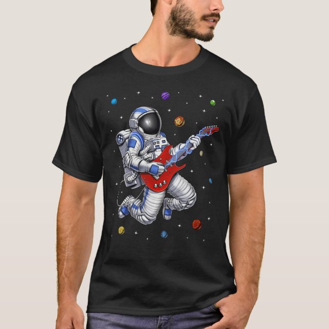 Camiseta Astronauta espacial tocando guitarra (Anverso)