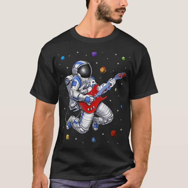 Camiseta Astronauta espacial tocando guitarra (Anverso)