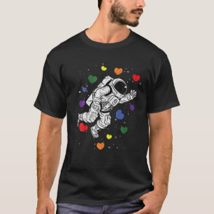 Camiseta Astronauta espacio Rainbow Heart Gay Pride Orgullo