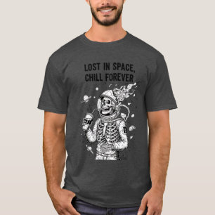 Camiseta Astronauta Esqueleto Oscuro en el Espacio Bebiendo