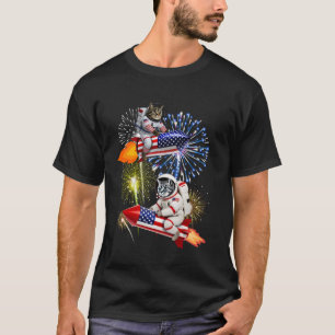 Camiseta Astronauta estadounidense en Guay Cat Riding Rocke