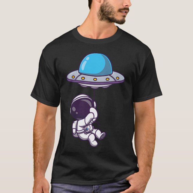 Camiseta Astronauta Estadounidense Flotando Con Globo Ufo (Anverso)